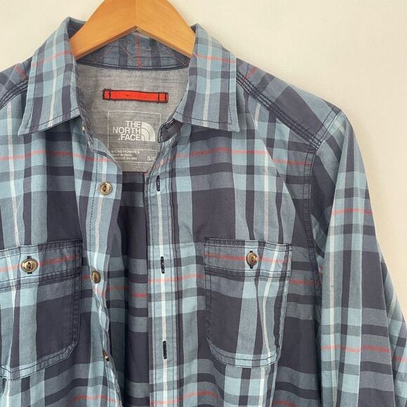 The North Face Shirt Mens Blue Plaid Long Sleeve Button Up Casual Size Small - Picture 2 of 9